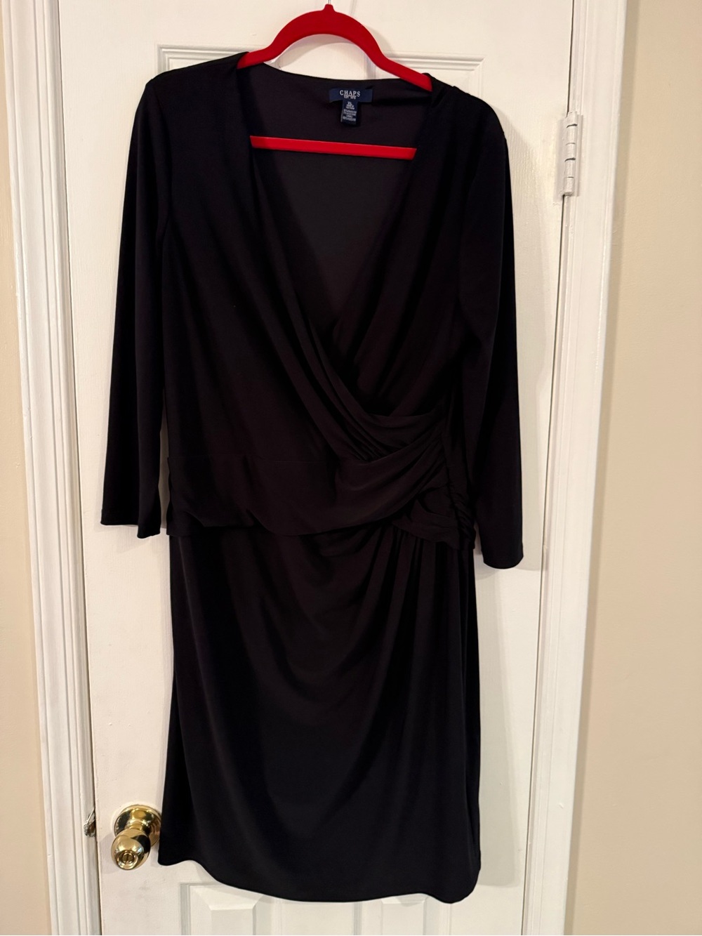 Chaps Black Long-Sleeve Wrap Dress